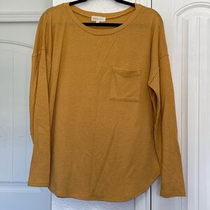 Perfect Peach Loose FitShirt Top Medium  Mustard Yellow Long Sleeve Front Pocket